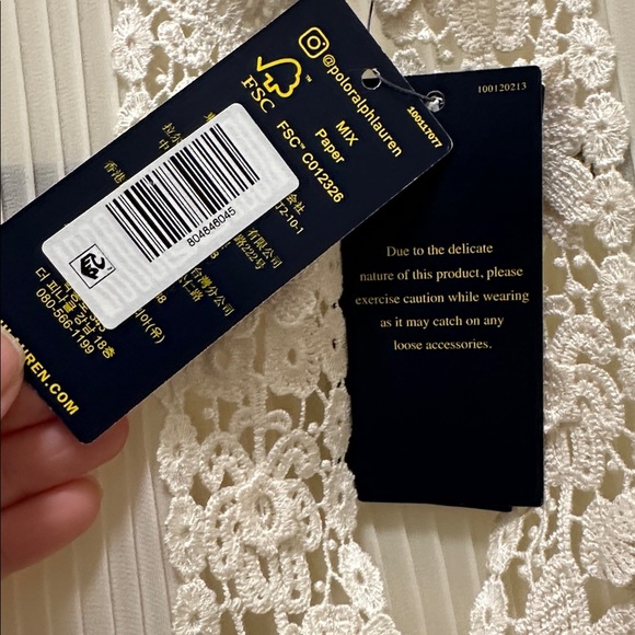 Polo by Ralph Lauren Cream Lace-Front Ruffled High-Neck Blouse Size 4 - Picture 7 of 14